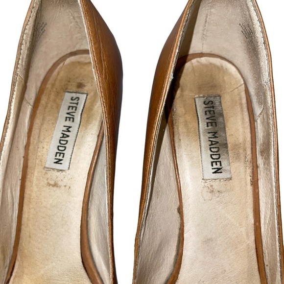Steve Madden Women's Pumps Size 8.5M Leather Tan Open Toe Platform "Glamor" - Picture 7 of 9